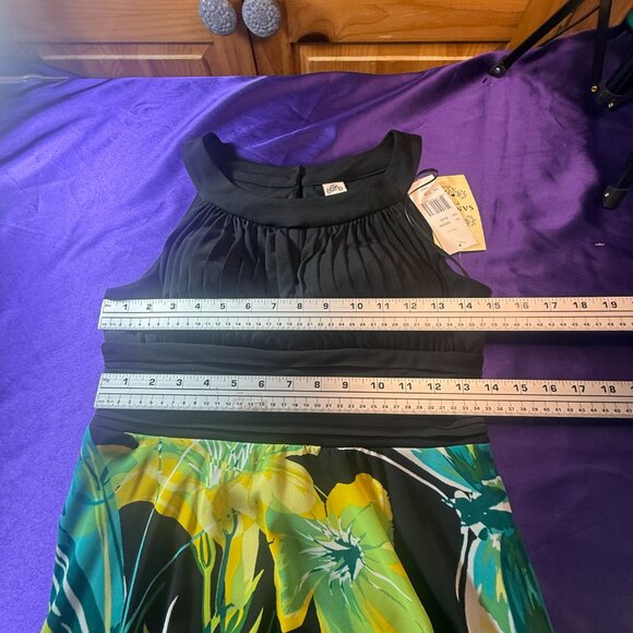 New 📌Sangria Handkerchief Multi-Colored Chiffon Dress with Cummerbund Waistline - Picture 12 of 16